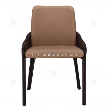 Chaises d&#39;italien minimaliste en cuir marron et noir en cuir noir